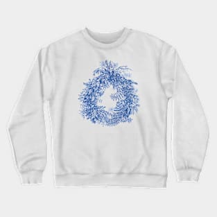 Cottagecore Aesthetic Blue Floral Wreath Crewneck Sweatshirt